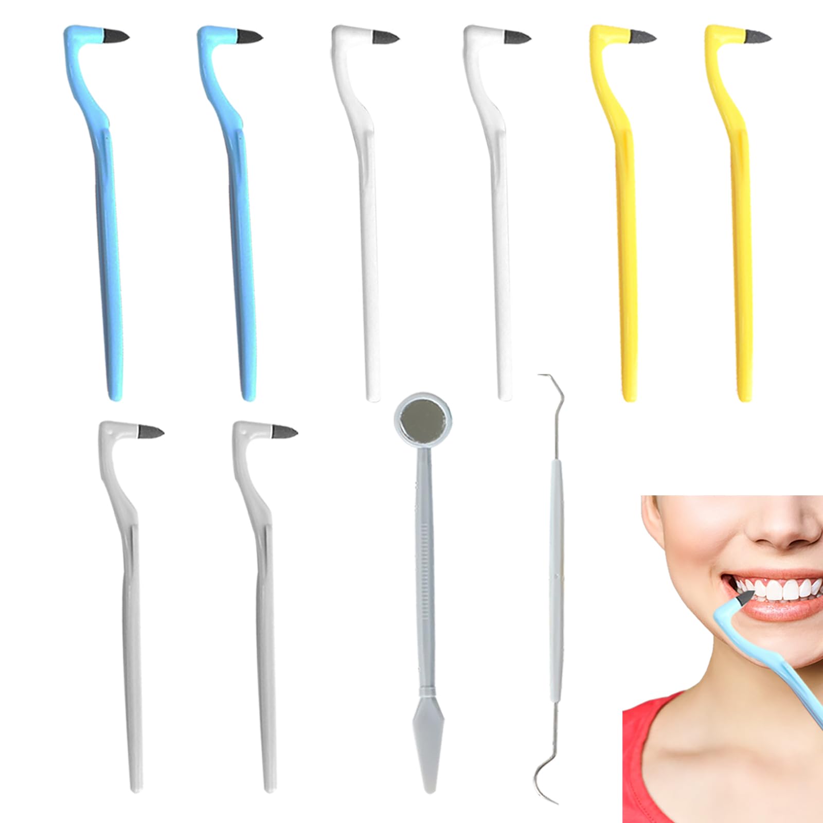 10 Piezas Removedor de Sarro Dental Portátil, Eliminación de Sarro Dientes Manual, Eliminador de Sarro Dental con Mango Largo Limpiador Sarro Dental para Hombres Mujeres Niños y Mascota