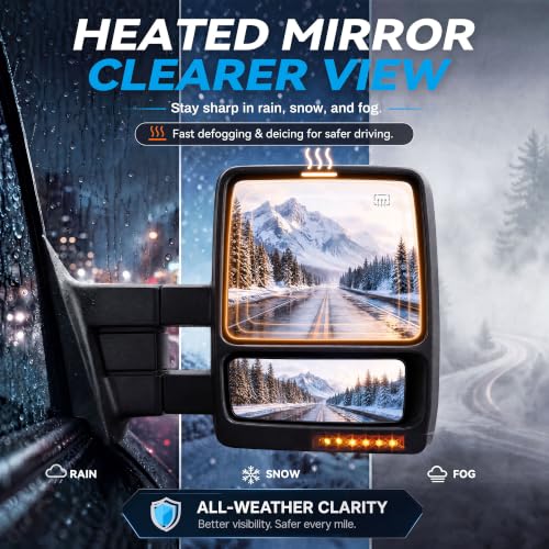 LEDKINGDOMUS Towing Mirrors Pickup Compatible with 2007-2014 Ford F-150 by LEDKINGDOMUS - Used condition - Image 2