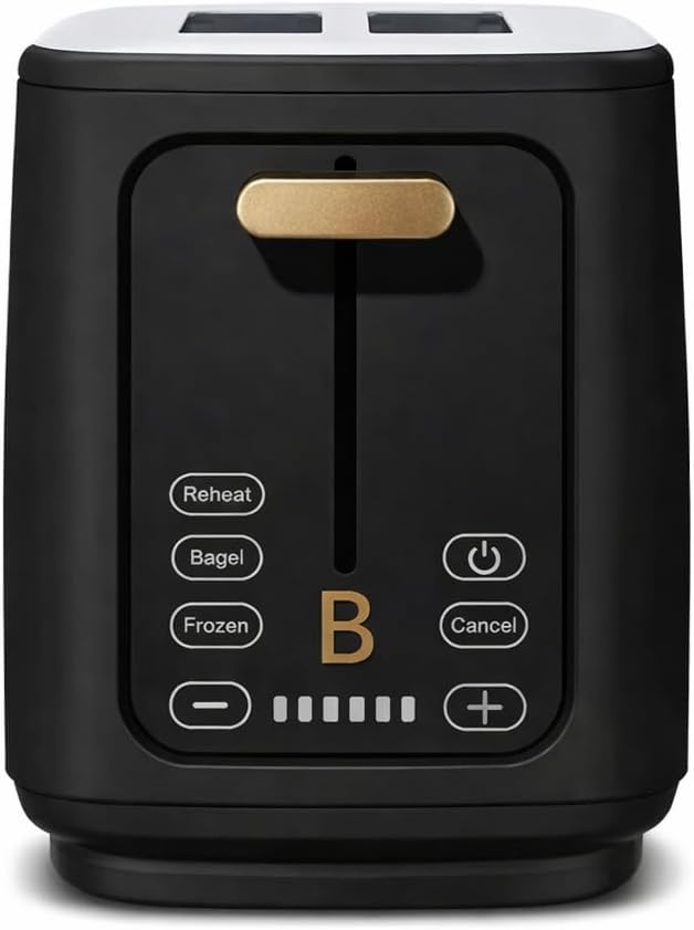 Premium 2 Smart 2-Slice Toaster with Touch-Activated Display, Stainless Steel Digital Toaster with 1.5" Extra Wide Slots, 7 Shade Settings, Countdown Timer, Bagel & Frozen Presets (Black)