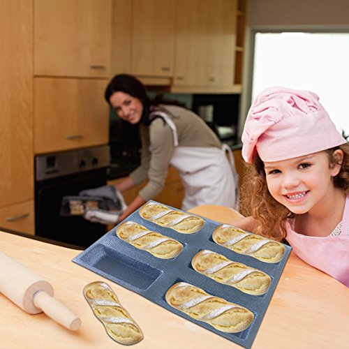 Bluedrop Silicone Bread Forms Square Shape Bread Molds Non Stick Bakery Trays Silicone Coated Fiber Glass 6 Caves Rectangle Moulds #TOP5