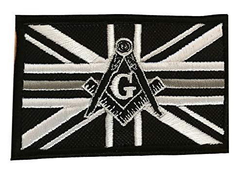 Smartbadge® Masonic with G Thin Silver Line Embroidered Sew/Iron on Patch Badge (A)