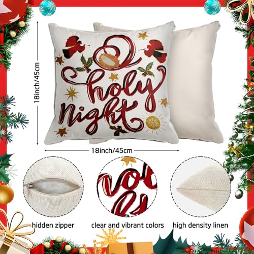 Lofaris Christmas O Holy Night Jesus Cardinal Buffalo Plaid Throw Pillow Covers, 18 X 18 Inch, Set Of 4 – Xmas Pillow Cases With Nativity Designs For Living Room thumb #2