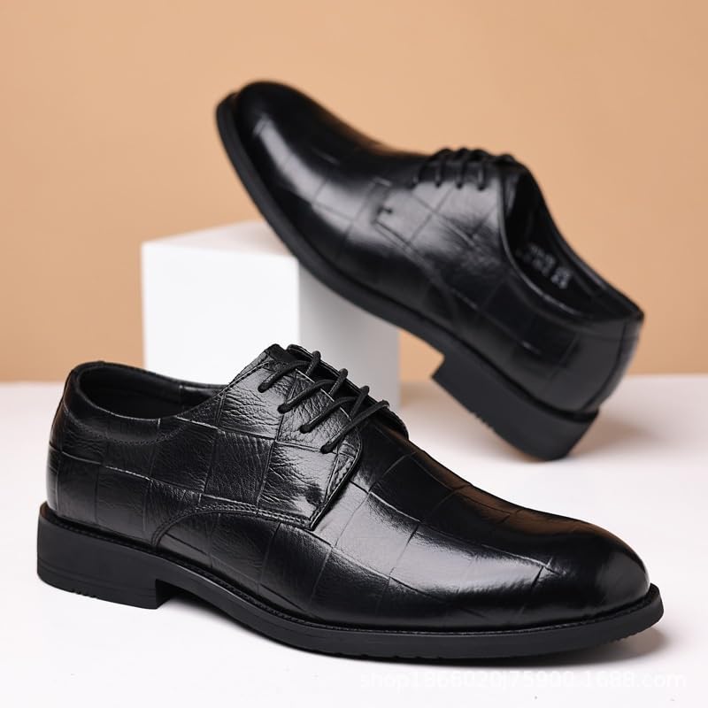 Mens Oxford Shoes Lace Up Brogue Party Synthetic Leather Business Working Office Rubber Sole Slip Shoe3