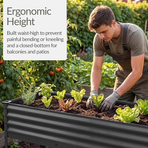 Image of Best Choice Products 48x24x30in Galvanized Raised Garden Bed, Metal Elevated Planter Box, Vegetable Garden for Backyard, Patio, Balcony, 100% Non Toxic Materials - Charcoal