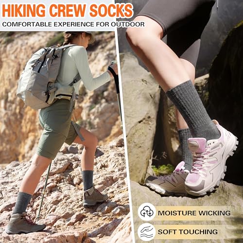 Image of Sandsuced 5 Pack Merino Wool Boot Hiking Socks for Women Warm Winter Thick Thermal Cozy Work Soft Ladies Socks