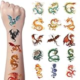 JoyfulGlam Temporary Tattoos for Kids - 58 PCS Kids Tattoos Temporary for Boys Girls, Dragon Stickers Fit Dragon Birthday Party Decorations, Dragon Birthday Party Favors, Supplies, Gift