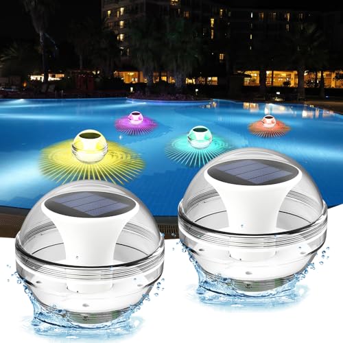 SGZIOO 2 Pezzi Luci Piscina Galleggianti, Luci Galleggianti per Piscina, RGB Colore Cambiando, Impermeabile, luci p iscina Solari per Laghetto,Vasche