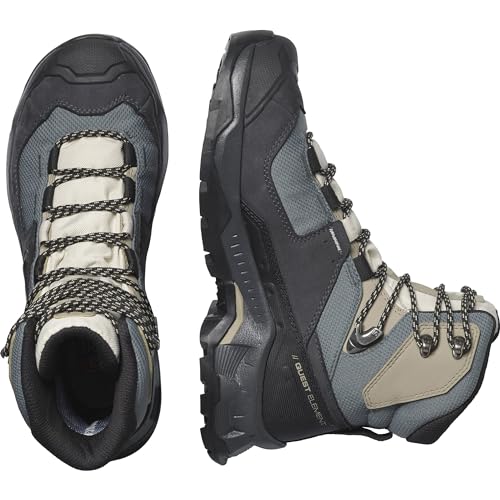 Salomon Botas femininas de couro para caminhada Quest Elements GORE-TEX, Ébano/dia chuvoso/tempestad