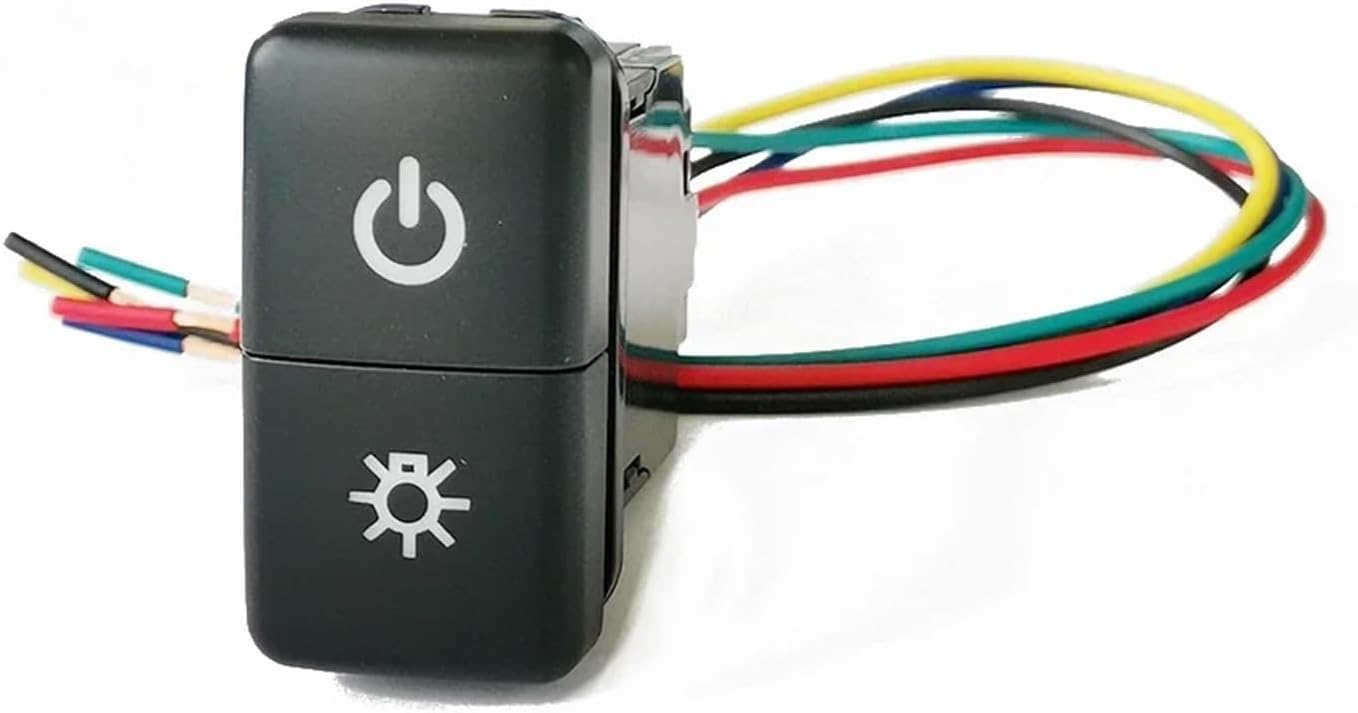1PC Dual Switch DRL LED Light Power Switch Front Fog Lamp Spotlight Switch Button,Compatible With FJ Land Cruiser Prado 120 LC100(Pump Rear diff lock)