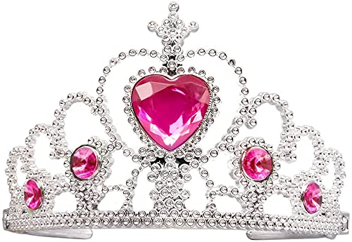 Birlon Princess Dress Up Costume Accessories Elsa Set For Princess Cosplay Gloves Tiara Wand And Fancy Long Cape(6 Pieces) (Pink) #TOP4