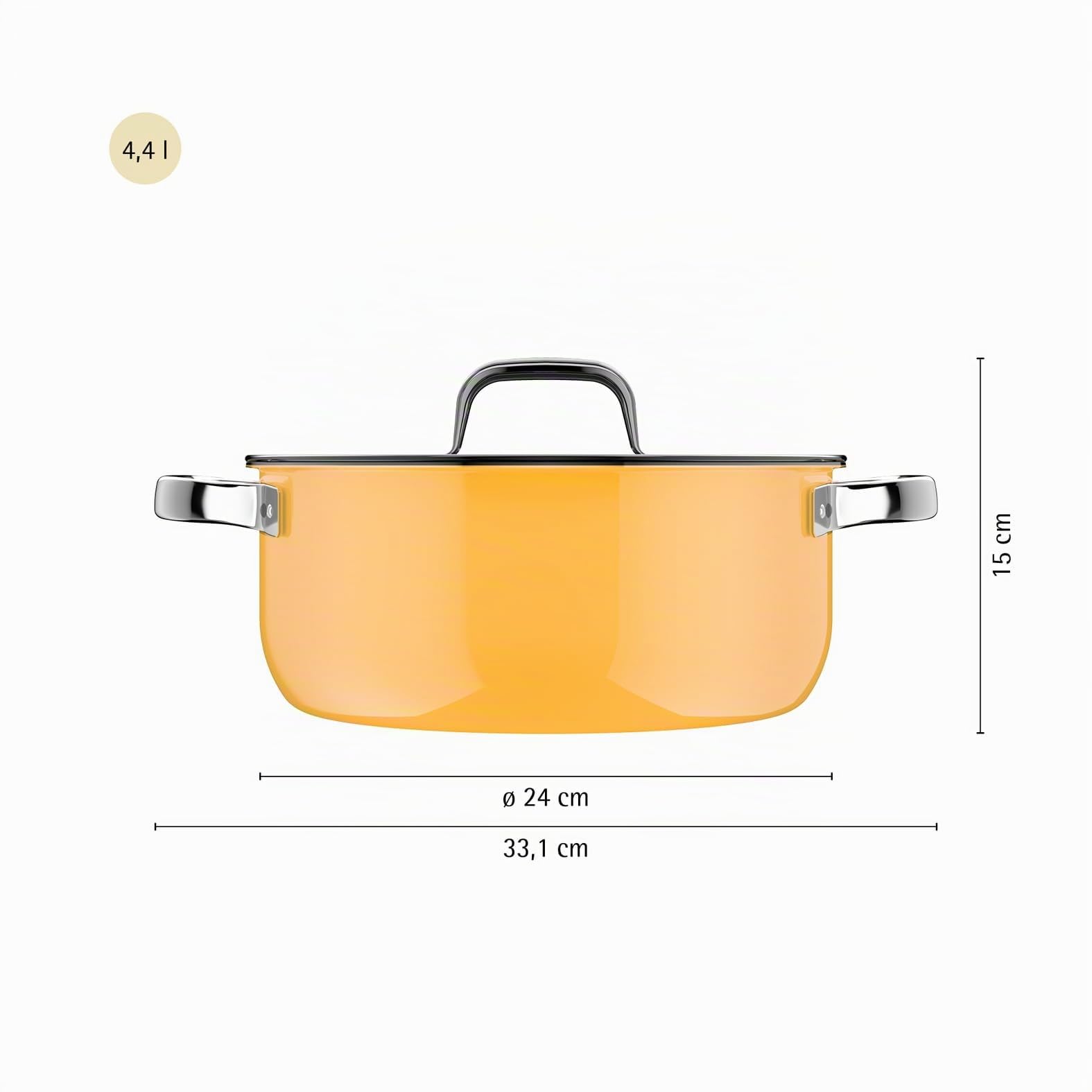 WMF Fusiontec Mineral Pro, Bratentopf, Deckel, 24 cm, langlebiges, kratzfestes Material, Topf Induktion, für alle Herdarten geeignet, Made in Germany, Mango Yellow, 0519025290