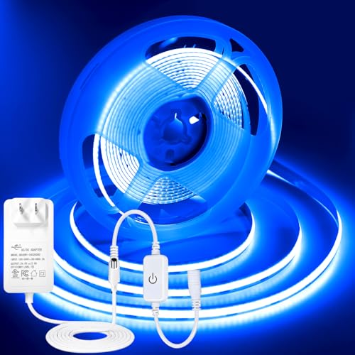 Image of 32.8FT /10M Blue COB LED Strip Light, 3200LEDS LED Tape Lights, High Bright CRI93+ Flexible Dimmable Light Strip for Bedroom TV Backlight Monitor Gaming Room Bar Decor(with Plug)