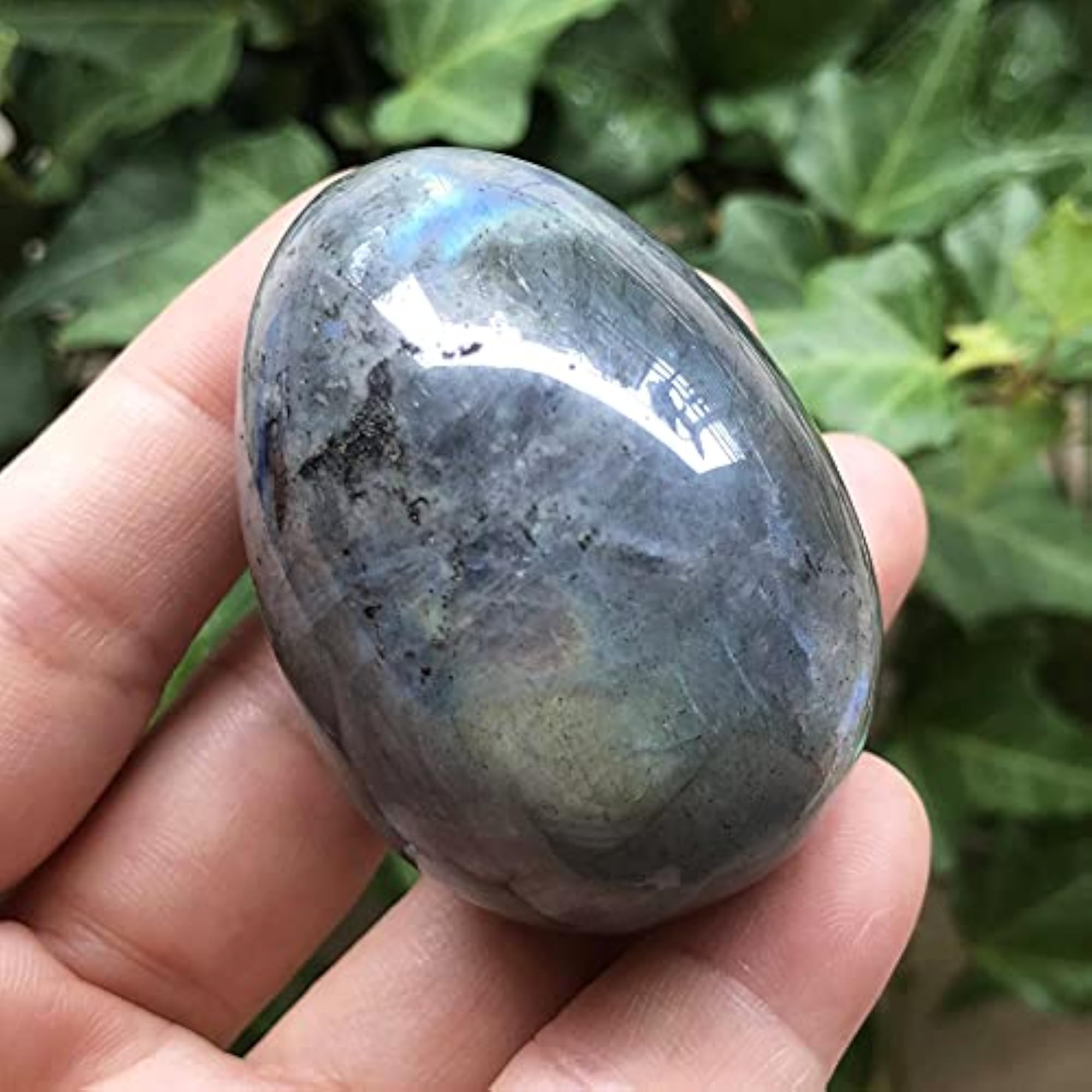 Polished Crystal Stone Egg Figurine with Stand