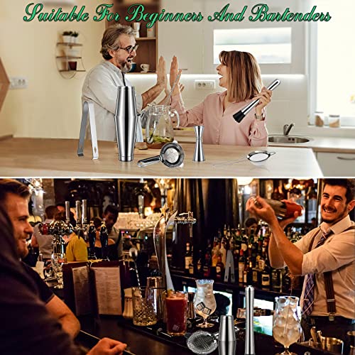 Cocktail Shaker - Koviti 12 Piece Bartender Kit - Stainless Steel Cocktail Shaker Set, Premium Bar Tools : Martini Shaker, Muddler, Jigger, Mixing Spoon, Strainers, Ice Tong, Liquor Pourers #TOP5