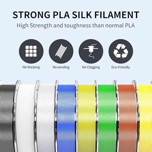 Image of RAMBERY 250gx8 Silk PLA Filament Bundle 1.75mm 3D Printer Filaments, 8 Colors 250g Spool, Black /White /Silver /Green Bronze /Gemstone Blue /Christmas Green /Red Bronze /Yellow