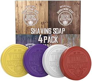 Viking Revolution Shaving Soap for Men - Shave Soap for Use with Shaving Brush and Bowl for Smoothest Wet Shave, Shaving Soap Puck - 4 Pack Variety, Each Pack 2.5oz