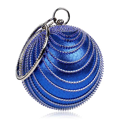 Blue Round Clutch Tassel Purse Women Evening Bag For Wedding Party Ball Evening Bag Crystal Evening Clutch Purse Wedding Party Handbags (Blue) #TOP1