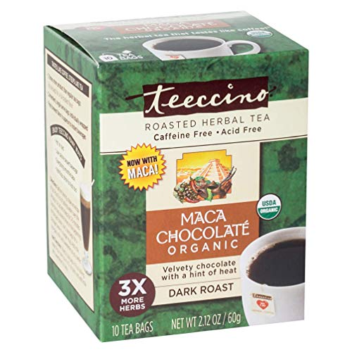 Teeccino Chocolate Organic Chicory Herbal Tea Bags, Caffeine Free, Acid Free 10 count (Pack of 6)