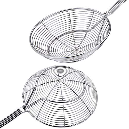 Temchy Spider Strainer Skimmer Ladle, 5.5 Inch Stainless Steel Solid Skimmer Basket With Long Handle For Everyday Frying Steaming And Scooping #TOP4