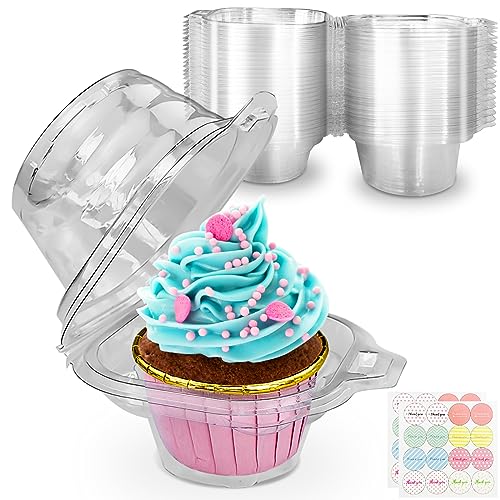 CoKeeSun 30 Pezzi Scatola per Cupcake Trasparenti, Riutilizzabile Scatole per Torta Monoporzione, Confezionare dei Mini Tortini con Coperch, Contenitore per Dolci, per Muffin, Feste, Matrimoni