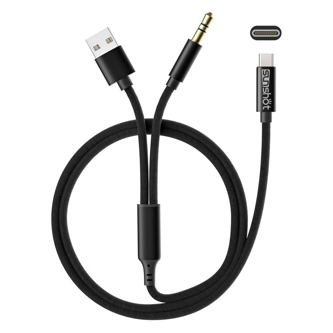 sunshot USB C to Aux Cord, USB C to 3.5mm Audio Aux Jack and USB Charging Cable, Headphone Stereo Cord, Compatible with iPhone 15 16 Pro Max Plus,