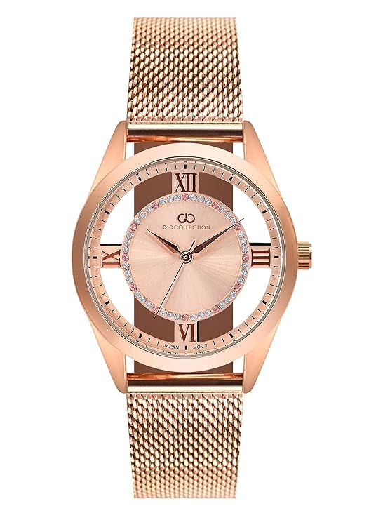 Gio Collection See-Through Analog Watch for Women with 3 Hand Mechanism Mesh Metal Strap Water Resistant Super Stylish Wrist Watch to Compliment Your Look/Ideal Gift for Female & Girls - G3062-33 (B0D6GXKHMP) Amazon Price History, Amazon Price Tracker