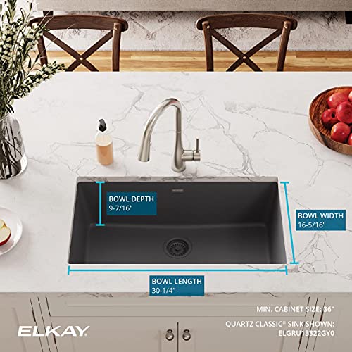 Image of Elkay Quartz Classic ELGRU13322GY0 Dusk Gray Single Bowl Undermount Sink