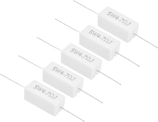 PATIKIL 4.7Ω抵抗器 5個セット 5Wセラミックセメント抵抗器 電力用セメント抵抗器キット 許容差5% 電源アダプター・オーディオ・コンピュータ・テレビ回路基板用