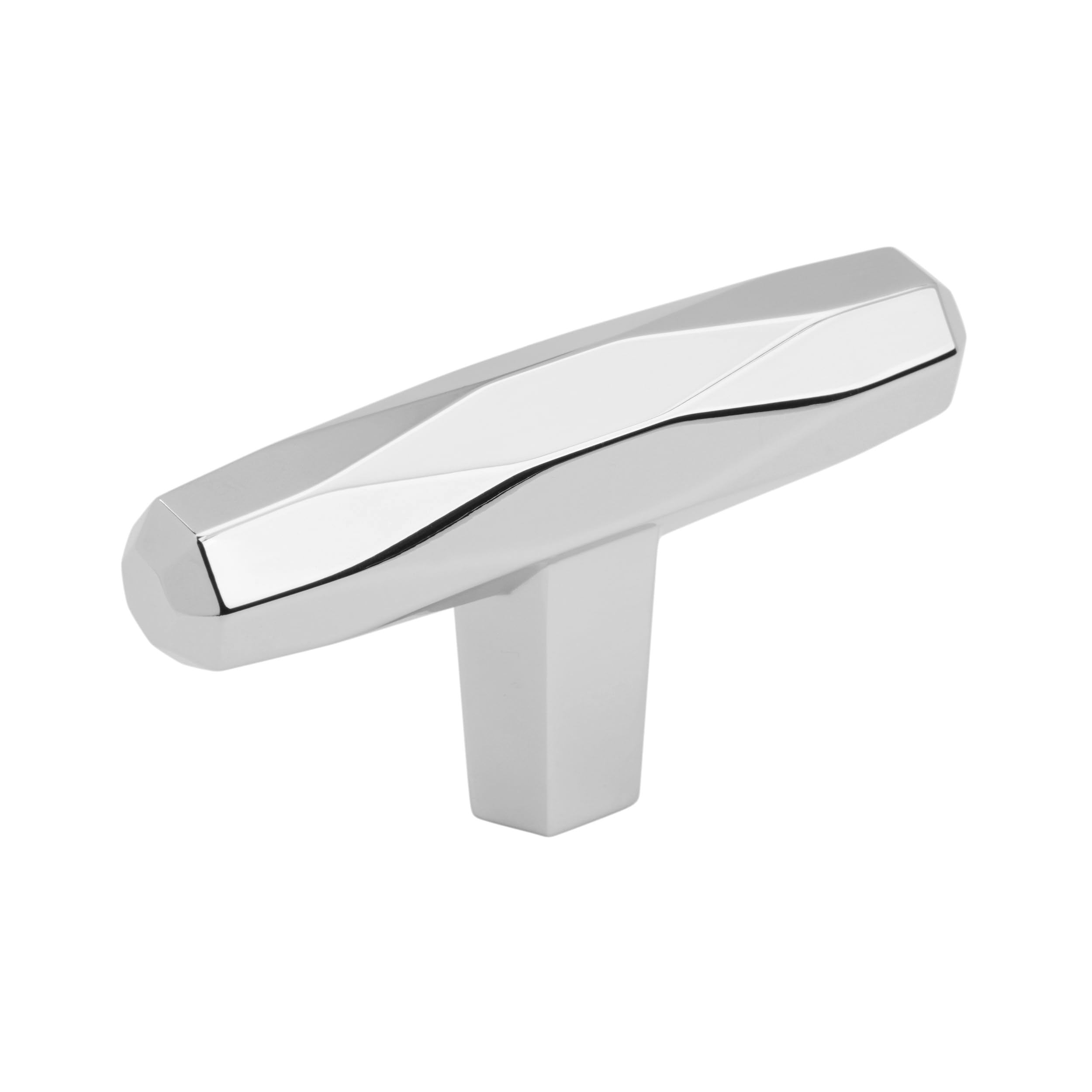 Bouton de tiroir brillant et ergonomique en chrome poli 64 mm