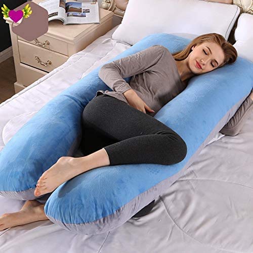 抱き枕 U型 妊婦 枕 マタニティ用品 授乳クッション もちもち ボディピロー 背もたれ 洗える 母のプレゼント(大人、子供、妊婦ともに適用) (青) (B)