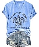 maglia golfo del messico golfo del messico 1550 stay salty and resist t-shirt con scollo a v, blu carolina, m