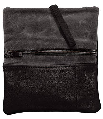 Simaru Tabaquera Pitillera Funda Estuche Bolso de Cuero-Piel para Tabaco de Liar Filtro, Papel y mechero (Negro) Cover