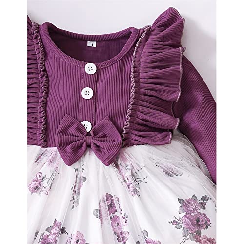 Image of OMALI Baby Girl Dungry Dress | Long Sleeve | Infant Casual Dress | Ruffle Print Clothes