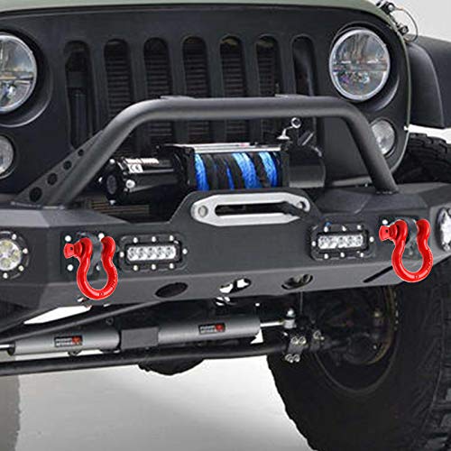 Bekith 3 Pack Shackles 3/4" D Ring Shackle Rugged Unbreakable 28.5 Ton (57,000 Lbs) Maximum Break Strength Heavy Duty Tow Shackles For Tow Strap, Winch, Vehicle Recovery, Red #TOP3