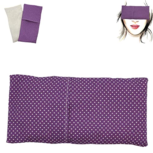 Almohada para los Ojos Lila Oscuro (1 Relleno y 1 Fundas Lavables) | Semillas de Lavanda y Semillas de arroz | Yoga, Meditación, Relajación, Descanso de Ojos...