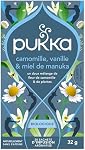 Pukka Chamomile, Vanille, & Manuka Honey Thé à base de plantes biologiques - 20 Nombre (paquet de 1), Mélange doux avec des fleurs de camomille, naturellement sans caféine, profiter chaud ou glacé