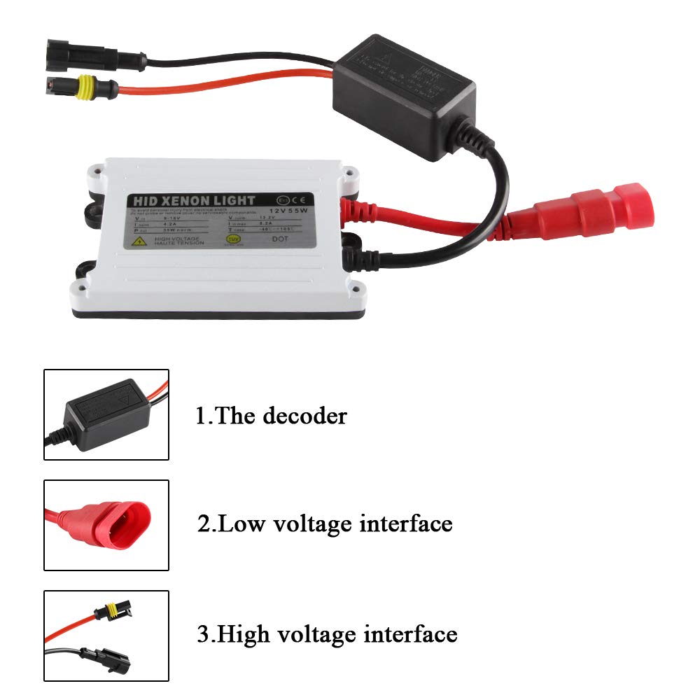 Kit Conversion Phares Xénon H4 6000K - 2 Ampoules 55W + 2 Ballasts HID Pour Voiture