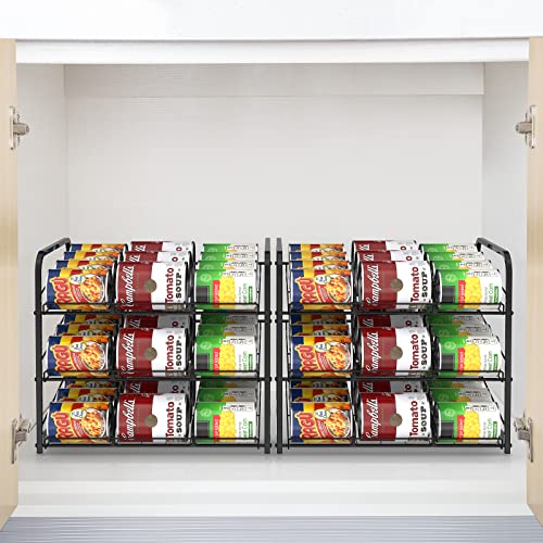 Stackable Can Rack Organizer 2 Pack Can Dispenser For Food Storage Can Organizer For Kitchen Pantry Cabinet Hold Up To 72 Cans Black #TOP6