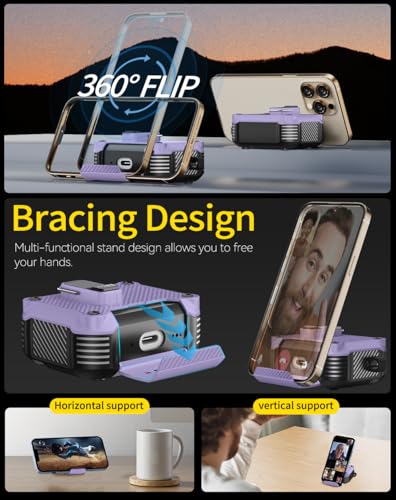 Image of Pohgelan for AirPods Pro 3 Case with Safety Lock-Purple | Carbon Fiber Texture Cover,Magnetic Automatic Lock with Cleaning Kit&Keychain,Compatible with Magsafe