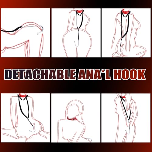 Image of BDSM Anal Hook Sex Bondage Restraint Set with Leather Chain Leash Collar, Stainless Steel Anal Trainer Adult Sex Toys for Women and Men, Adjustable Harness SM Kit for Couple Role Play Fetish Toy