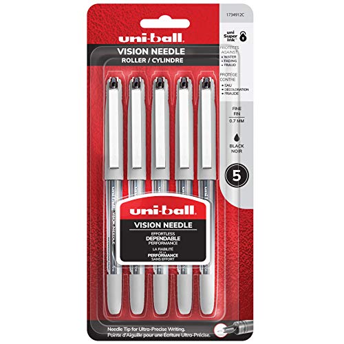 Uni-ball vision needle rollerball pens, fine point (0.7mm), black…