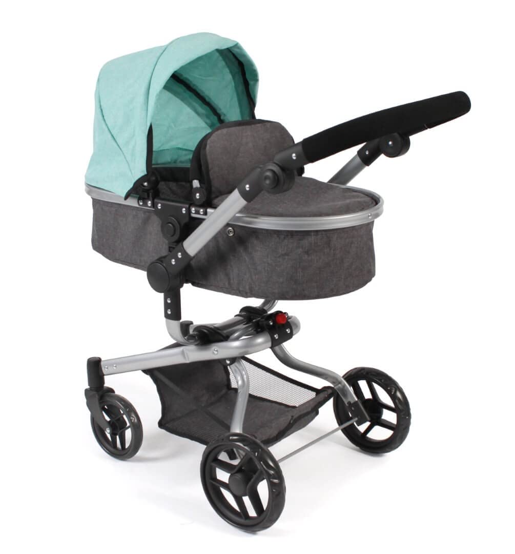 Bayer Chic 2000-Cochecito de muñecas Yolo, Color Melange Antracita-Menta, 71 x 42 x 81 cm (593 42), de 4 a 8 años.