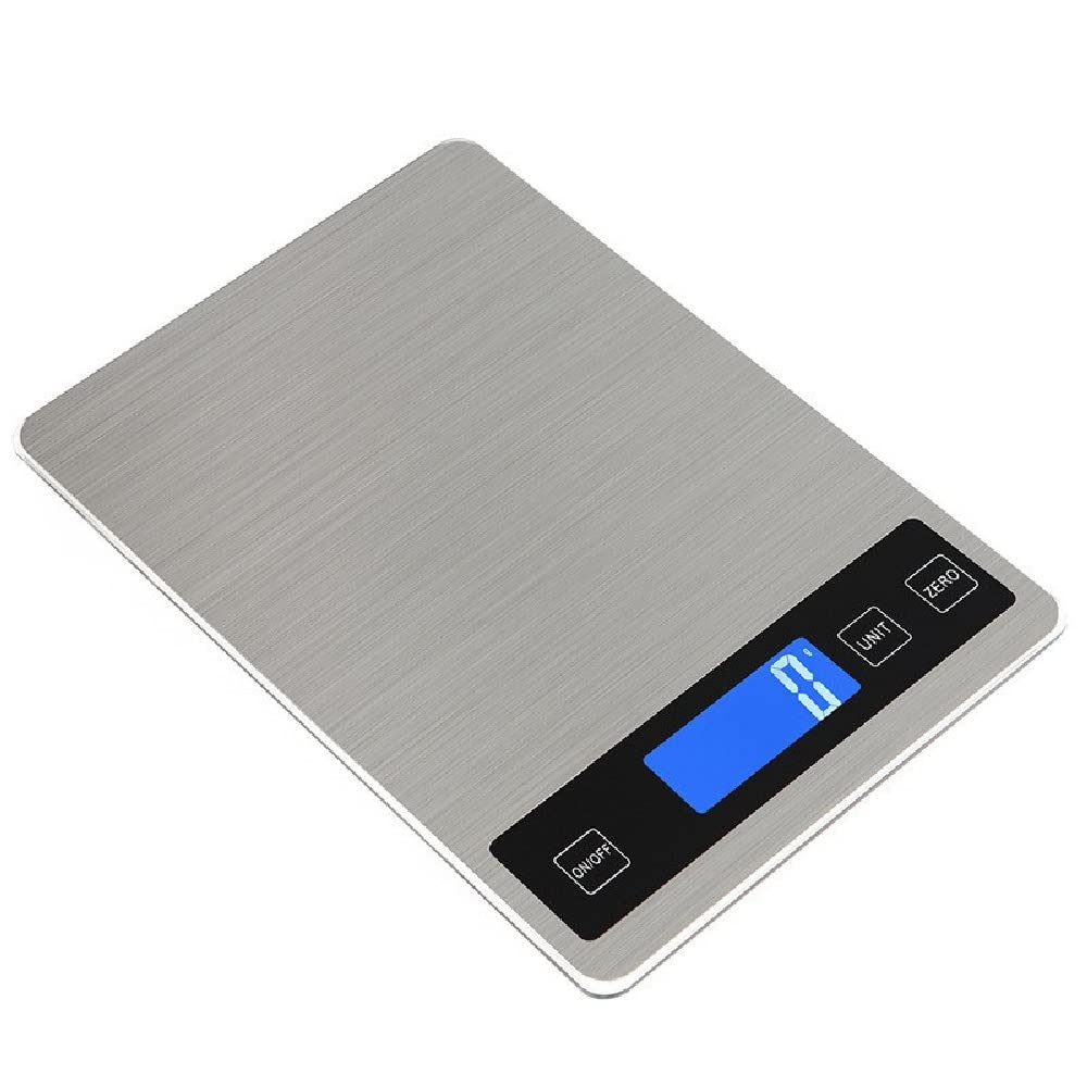 jiande Food Scale, 22lb Digital Kitchen Scale Weight Grams and oz for Cooking Baking, 1g/0.1oz Precise Graduation, Stainless Steel and Tempered Glass (Color : Silver)