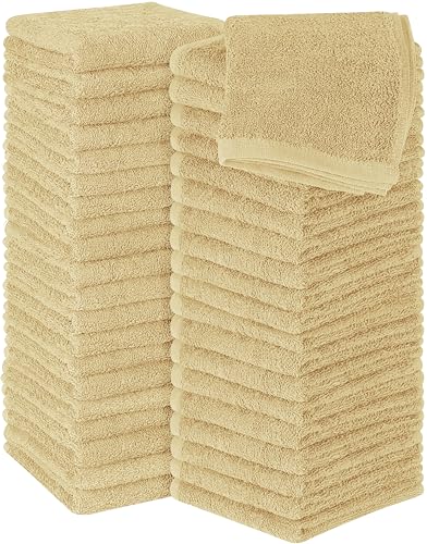 Image of Utopia Towels 60 Pack Cotton Washcloths Set, 100% Ring Spun Cotton, Premium Flannel Face Cloths, Highly Absorbent and Soft Feel Fingertip Towels, Beige