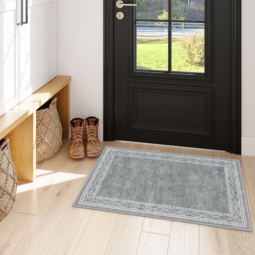 Tapete Decorativo Moderno 2x3 ft Gris Lavable Antideslizante miniatura 5