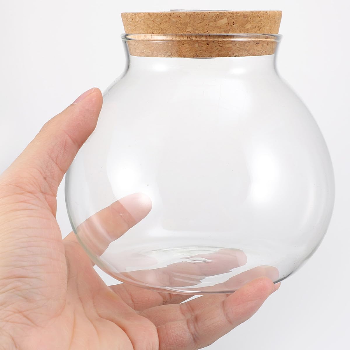 ifundom Vaso Idroponico in Vetro 15Cmx16Cm Luce LED e Coperchio in Sughero, Contenitore Decorativo da Tavolo per Piante Aeree in Ufficio e Casa