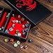 KSNDie 4 in 1 D&D Storage Dice Box Portable Rolling Tray and Dice Tower, Leather DND Holder Case for Role Playing Games Table Games - Red