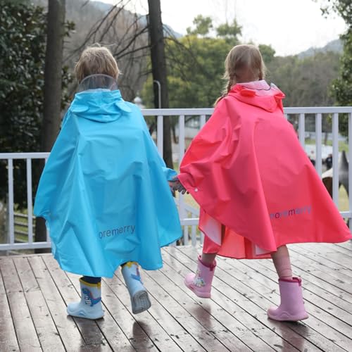 Image of AIWUHE Kids Rain Poncho Cartoon Raincoat Jacket Cute Rain Coat Toddler Boys Girls Rain Cape Light Waterproof Hoodie Outwear