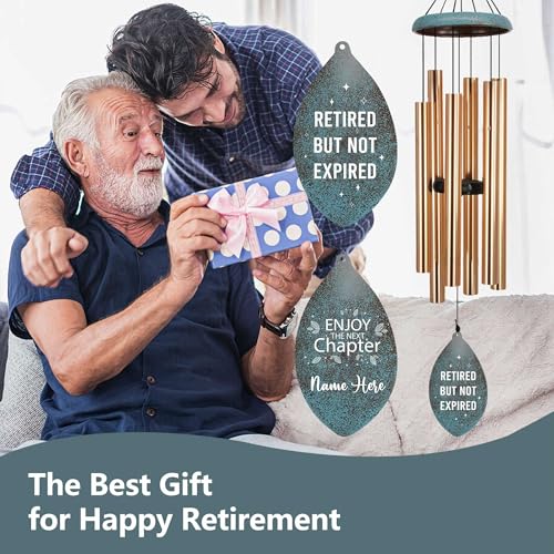 Image of ASTARIN Personalized 35 inch Happy Retirement Wind Chimes, Retirement Wind Chimes Gift for Women /Men Teacher Coworker 2025, Going Away Farewell Gifts, Deep Tone Larde Wind Chime