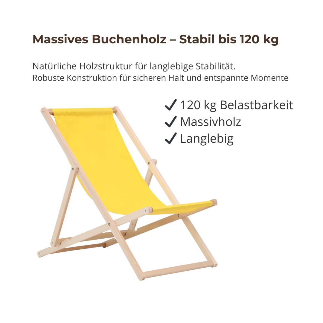 Leżak drewniany, składany, leżak przeciwsłoneczny, leżak ogrodowy, krzesło plażowe, składane drewniane krzesło ogrodowe, żółty